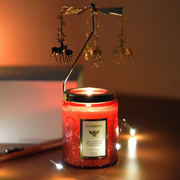 250ml Embossed Glass Candle Jar with Lid - Image 8
