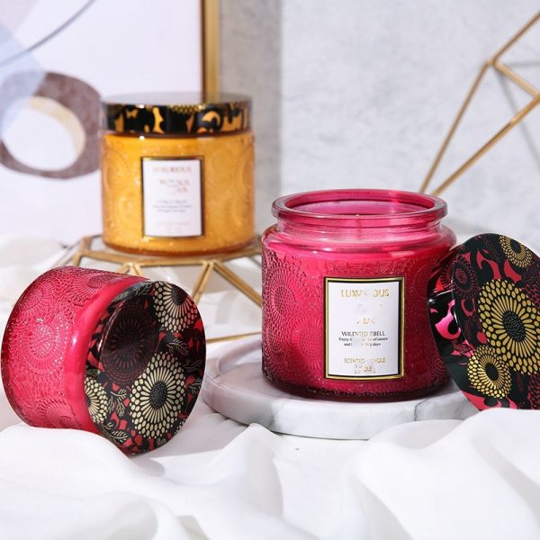 Embossed Glass Candle Cups in Various Colors - Image 13