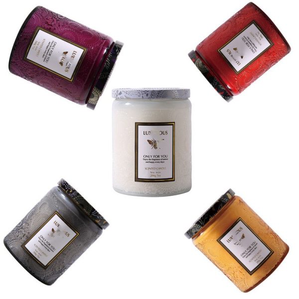 Embossed Glass Candle Cups in Various Colors - Image 7
