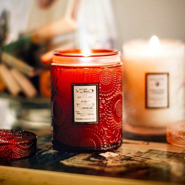 Embossed Glass Candle Cups in Various Colors - Image 3