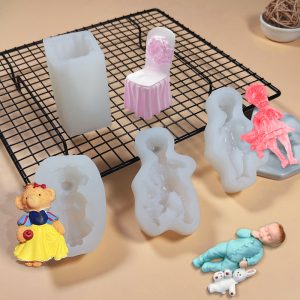 3D Unique Silicone Candle Molds – Dress, Doll, Chair & Bear Designs