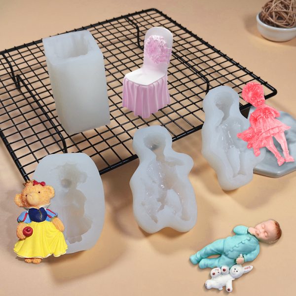 3D Unique Silicone Candle Molds – Dress, Doll, Chair & Bear Designs