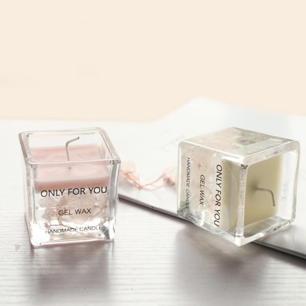 Square Jar Soy Scented Candle with Dried Flowers - Image 6