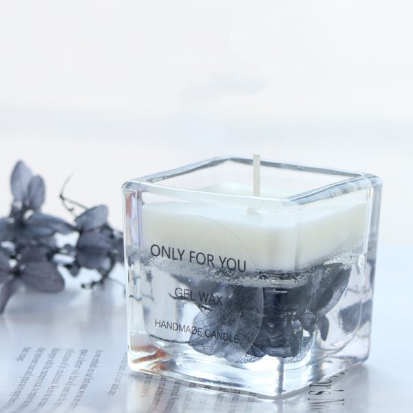 Square Jar Soy Scented Candle with Dried Flowers - Image 3