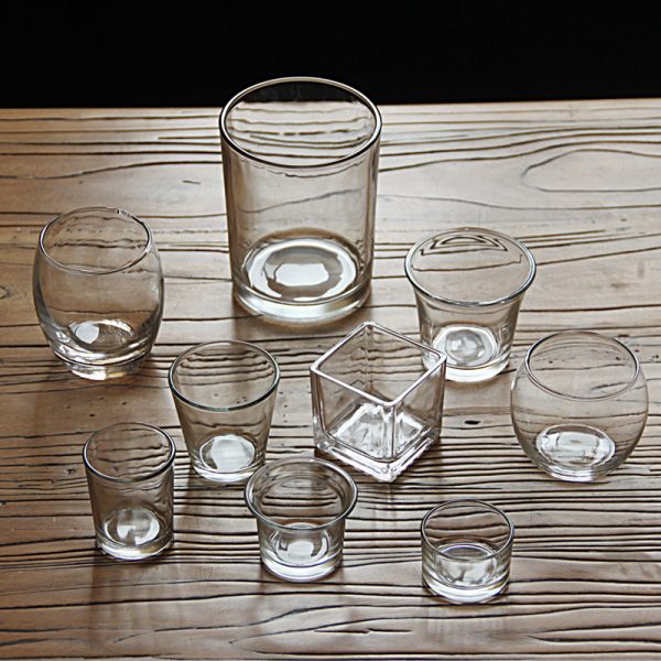 Clear Glass Candle Cups in Various Styles