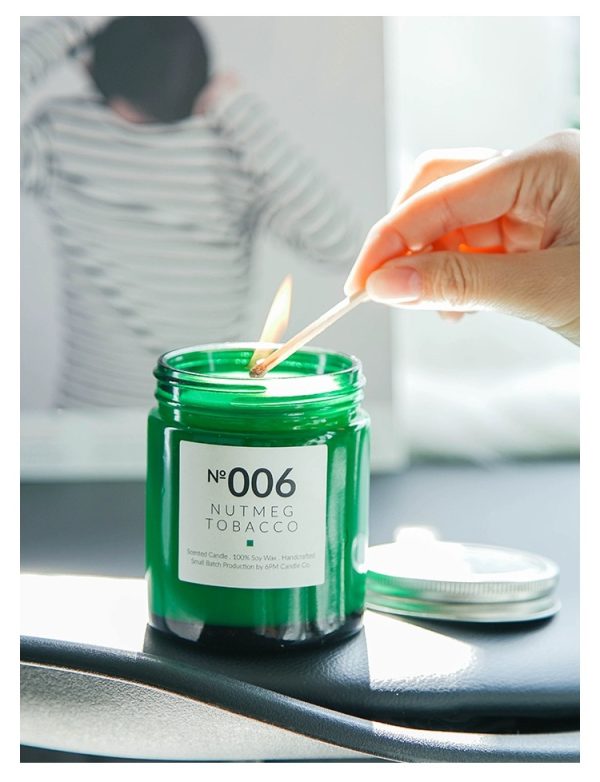 Green Transparent Glass Candle Jar with Lid - Image 7