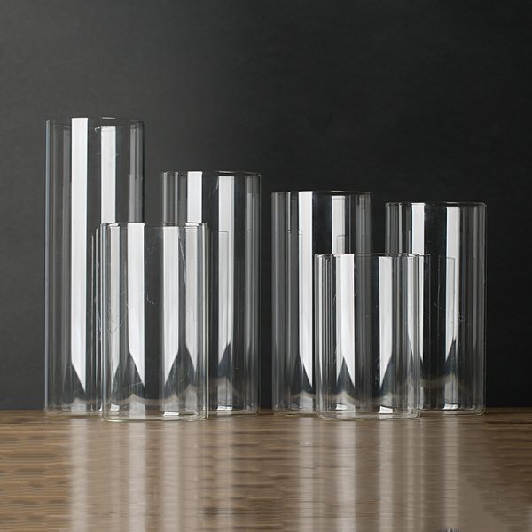 Clear Cylinder Glass Vase for Sand Wax Decor