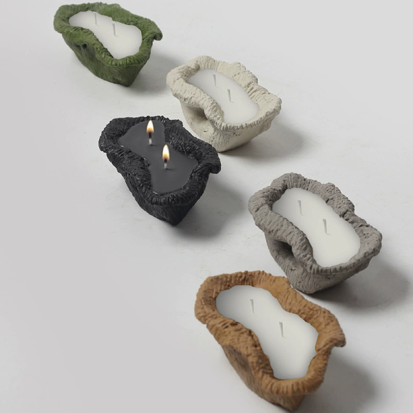 Rustic Textured Concrete Candle Holders | Nature-Inspired Sand Wax Containers