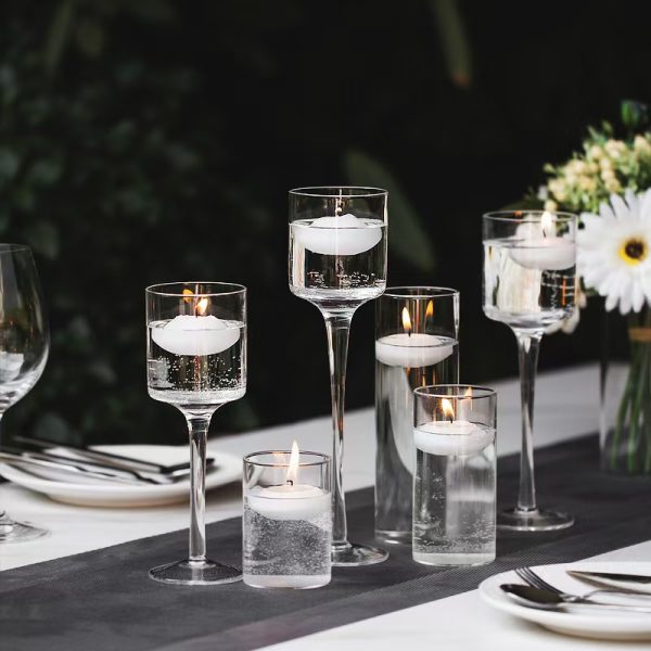Tall Transparent Glass Candle Holder for Dinner & Decor - Image 4
